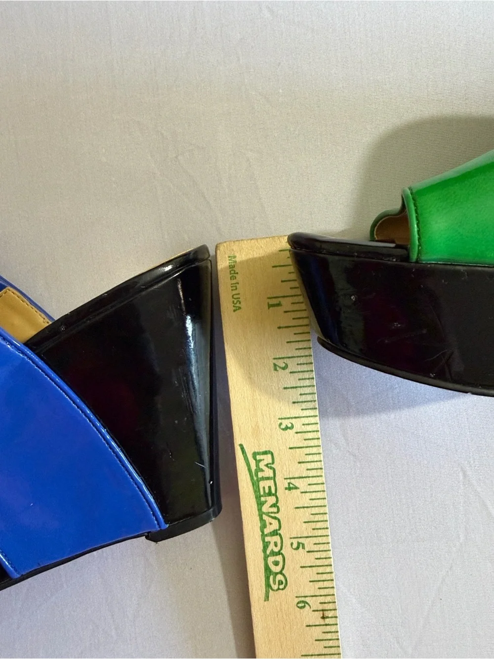 💙💚Nine West Colorblock Patent Platform Wedge Slide Sandals Blue Green Black| sz9